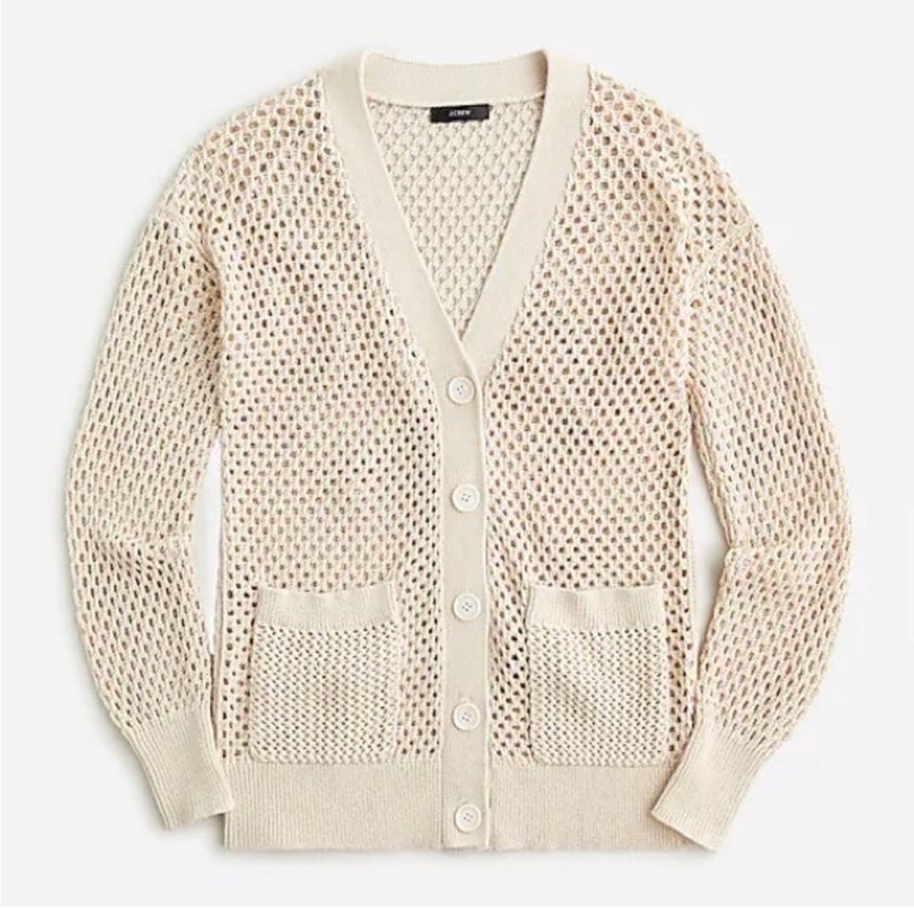 J. Crew Open Knit Nautical Crochet Cardigan
